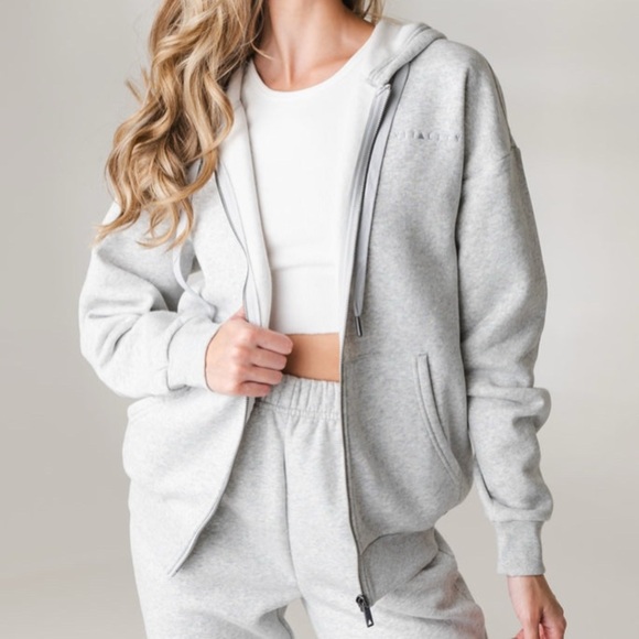 Vitality Stone Marl Grey Cozy Uni Zip Up Hoodie Size Small - Picture 3 of 15